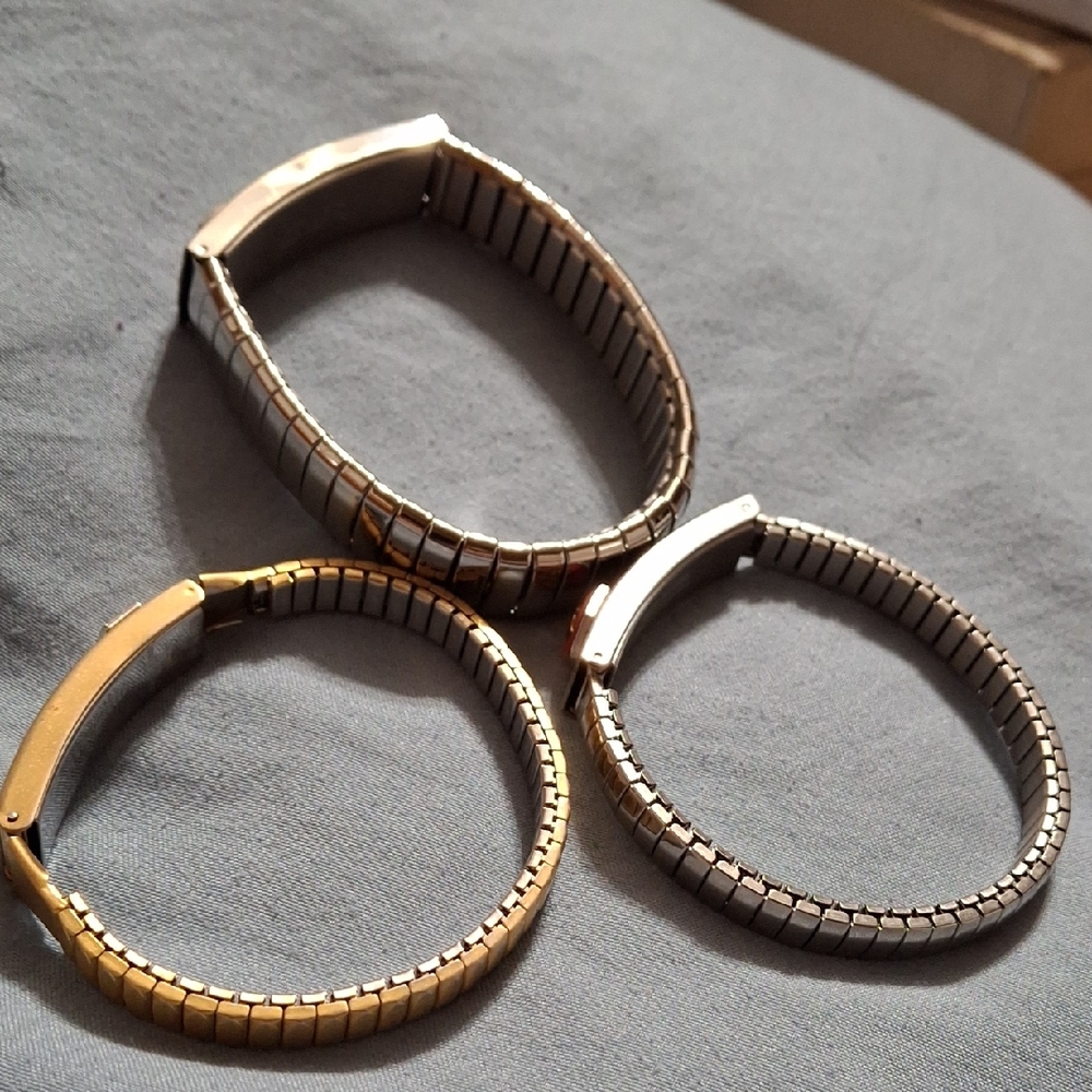 3 Vintage Medical ID Gold and Silver Expandable Bracelet Set (Bra052)